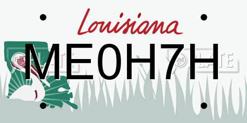 ME0H7H Louisiana License Plate