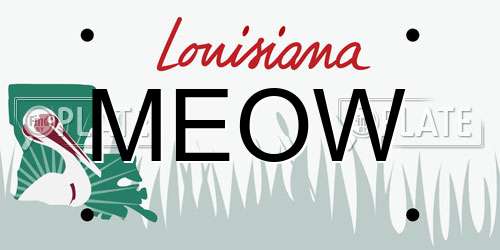 MEOW Louisiana License Plate