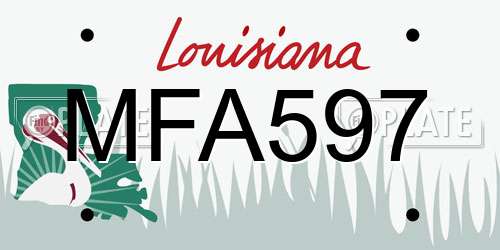 MFA597 Louisiana License Plate