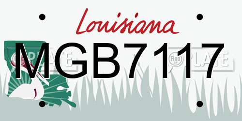 MGB7117 Louisiana License Plate
