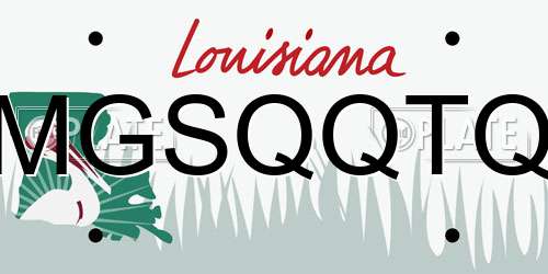 MGSQQTQ Louisiana License Plate