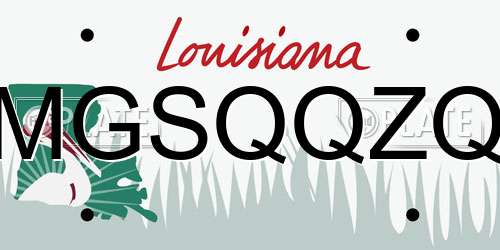 MGSQQZQ Louisiana License Plate