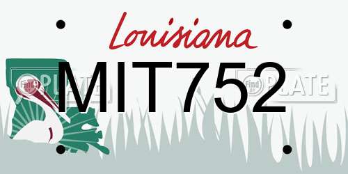 MIT752 Louisiana License Plate