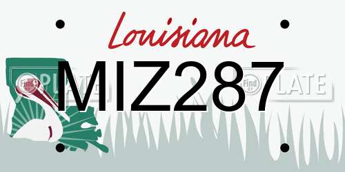 MIZ287 Louisiana License Plate