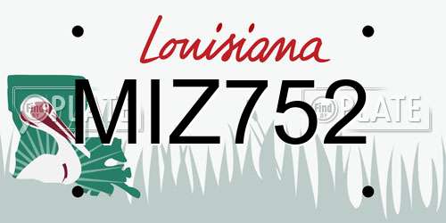 MIZ752 Louisiana License Plate