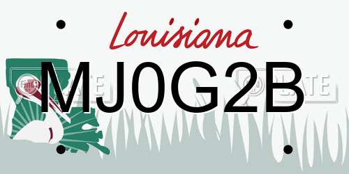 MJ0G2B Louisiana License Plate