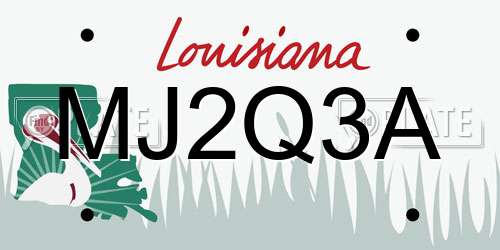 MJ2Q3A Louisiana License Plate