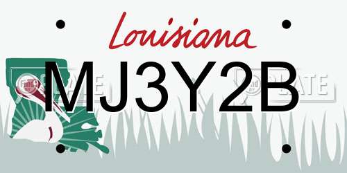 MJ3Y2B Louisiana License Plate