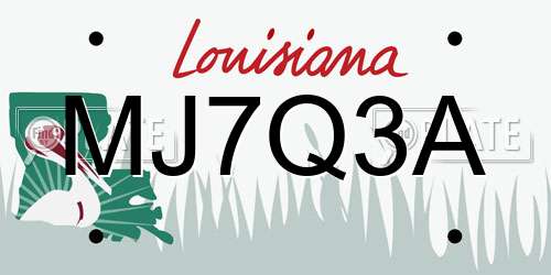 MJ7Q3A Louisiana License Plate