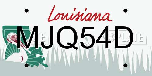 MJQ54D Louisiana License Plate