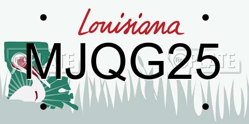 MJQG25 Louisiana License Plate