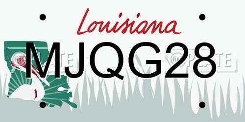 MJQG28 Louisiana License Plate