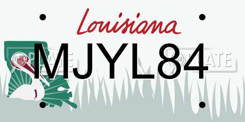 MJYL84 Louisiana License Plate