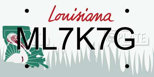 ML7K7G Louisiana License Plate