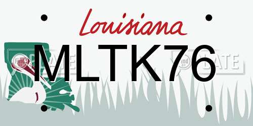 MLTK76 Louisiana License Plate