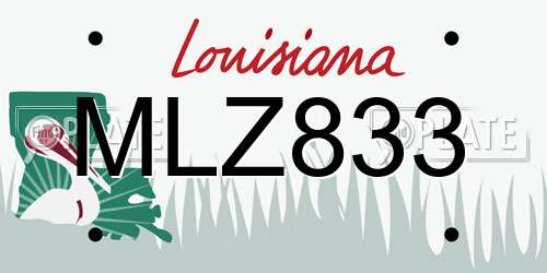 MLZ833 Louisiana License Plate