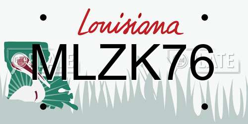 MLZK76 Louisiana License Plate