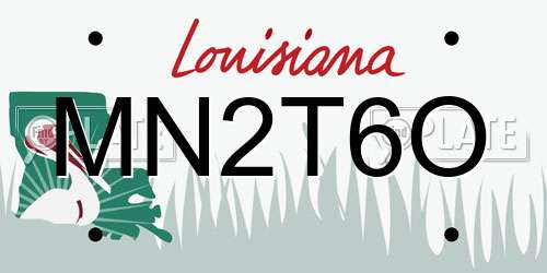 MN2T6O Louisiana License Plate
