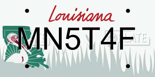 MN5T4F Louisiana License Plate