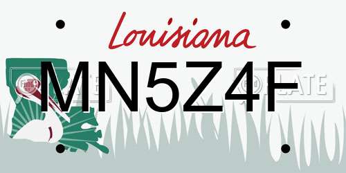 MN5Z4F Louisiana License Plate
