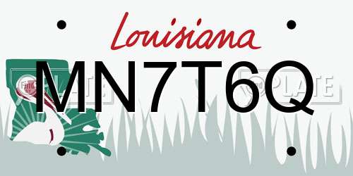 MN7T6Q Louisiana License Plate