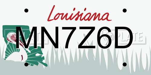 MN7Z6D Louisiana License Plate