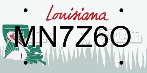 MN7Z6O Louisiana License Plate