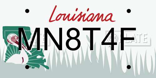 MN8T4F Louisiana License Plate