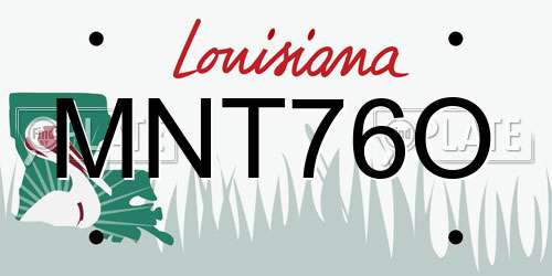 MNT76O Louisiana License Plate