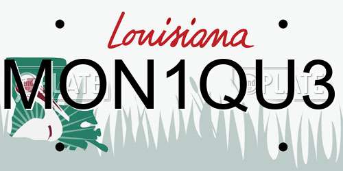MON1QU3 Louisiana License Plate