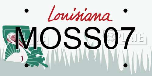 MOSS07 Louisiana License Plate
