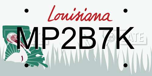 MP2B7K Louisiana License Plate