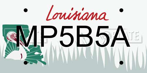 MP5B5A Louisiana License Plate