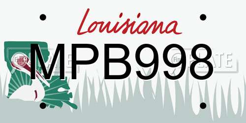MPB998 Louisiana License Plate