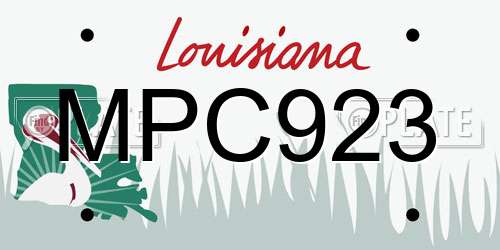 MPC923 Louisiana License Plate
