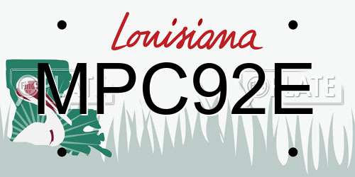 MPC92E Louisiana License Plate
