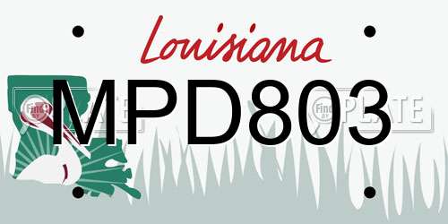 MPD803 Louisiana License Plate