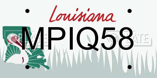 MPIQ58 Louisiana License Plate