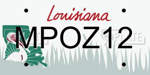 MPOZ12 Louisiana License Plate