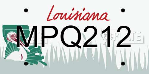 MPQ212 Louisiana License Plate