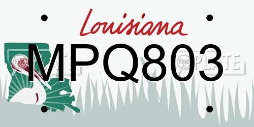 MPQ803 Louisiana License Plate