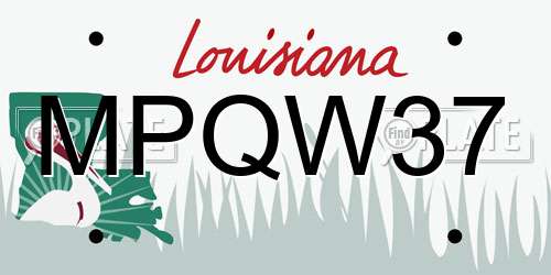 MPQW37 Louisiana License Plate