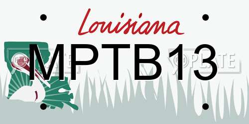 MPTB13 Louisiana License Plate