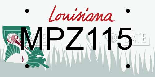 MPZ115 Louisiana License Plate