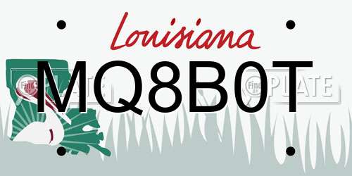 MQ8B0T Louisiana License Plate