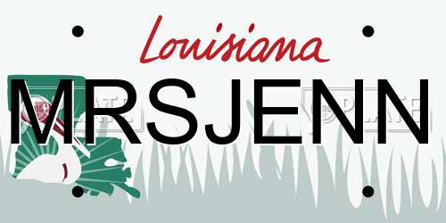 MRSJENN Louisiana License Plate