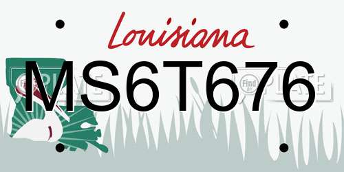 MS6T676 Louisiana License Plate