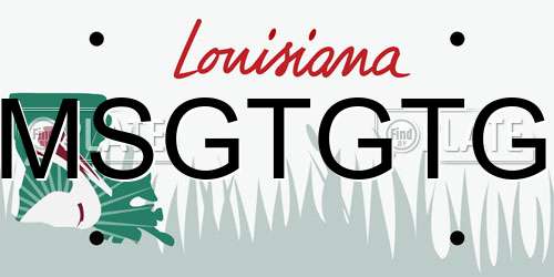 MSGTGTG Louisiana License Plate