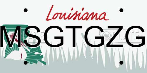 MSGTGZG Louisiana License Plate