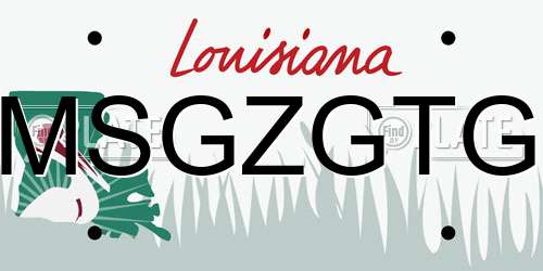 MSGZGTG Louisiana License Plate